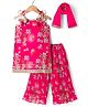 Babyhug Georgette Woven Sleeveless Floral Printed Kurti Palazo Set with Dupatta -  Fuchsia