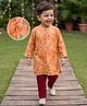 Babyhug Chanderi Woven Full Sleeves Sequinned Kurta Pyjama Set - Mustard