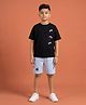 Kaboosh Cotton Knit Half Sleeves Game Console Printed Tee & Shorts Set - Black & Light Blue