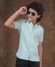 CRIMSOUNE CLUB Cotton Woven Half Sleeves Striped Shirt  - Green