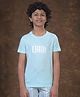 CRIMSOUNE CLUB Cotton Woven Half Sleeves Ciao Text Puff Printed Tee - Blue