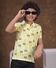 CRIMSOUNE CLUB Cotton Woven Half Sleeves Tropical Theme Printed Polo Tee - Yellow