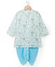 Babyhug Cambric Woven Full Sleeves Kurta Dhoti Set With Floral Print - Green