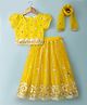 Babyhug Woven Half Sleeves Sequinned & Embroidered Choli Lahenga Set with Dupatta - Yellow