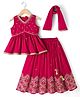 Babyhug Georgette Woven  Sleeveless Choli Lahenga Dupatta Set with Sequinned Detailing - Dark Pink