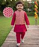 Babyhug Cotton Blend Woven Full Sleeves Kurta Pyjama Set With Nehru Jacket - Red