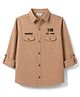 Smarty Boys Cotton Woven Solid Shirts with Roll Up Sleeves Light Brown