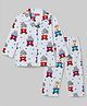 Babyhug Cotton Knit Full Sleeves Shirt & Pyjama Night Suit With Animal Print - White