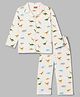 Babyhug Cotton Knit Full Sleeves Shirt & Pyjama Co-Ord Night Suit With Dino Print - White