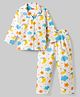 Babyhug Cotton Knit Full Sleeves Co-Ords Moon Printed Shirt & Pajama Night Suit -White