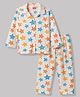 Babyhug Cotton Knit Full Sleeves Star Printed Co-Ords Shirt & Pyjama Night Suit - White