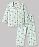Babyhug Cotton Knit Full Sleeves Checks Shirt & Pyjama Co-ord Night Suit with Teddy Print - Green