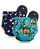 Devico Leakage Proof Reusable Cloth Diaper With 5 Layer High absorbent Pad Pack of 2- Black