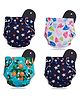 Devico Leakage Proof Reusable Cloth Diaper With 5 Layer High absorbent Pad Pack of 4- Black
