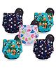Devico Leakage Proof Reusable Cloth Diaper With 5 Layer High absorbent Pad Pack of 5- Black