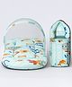 StarAndDaisy 2-in-1 Baby Sleeping Bag with Mosquito Net for Newborn Soft & Breathable Cotton Sleeping Sack Cum Wrapper Foldable Bag for Baby Protection With Aqua Print - Aqua Blue