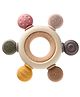 Puchku Wooden Teether, Baby Teething Toys Silicone Teethers BPA Free Silicone Rudder with Wooden Ring Pack of 1 - Multicolor