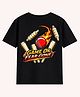 BLUSHES Cotton Knit IPL Theme Half Sleeves Game On Fear Gone Text Printed Tee - Black