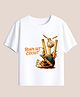 BLUSHES Cotton Knit IPL Theme Half Sleeves Ready Set Cricket Text Printed Tee - White
