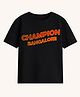 BLUSHES Cotton Knit IPL Theme Half Sleeves Champion Bangalore Text Printed Tee - Black