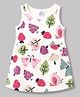 Ollypop Cotton Knit Sleeveless Tropical Theme Printed Frock - Cream