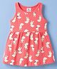 Ollypop Cotton Knit One Piece Dresses/Frocks Bunny Print Sleeveless Peach 2-3 Years