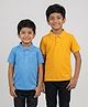 Kiddopanti Cotton Knit Pack Of 2 Half Sleeves Solid Polo Tees - Yellow & Blue