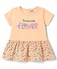 Tango Single Jersey Knit Half Sleeves Frock Floral Print - Gold