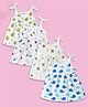Kidbea Muslin Woven Pack Of 4 Sleeveless Whales & Space Theme Printed Dress - White