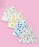 Kidbea Muslin Woven Pack Of 4 Sleeveless Ducks & Elephant Printed Dress - White