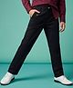 Pine Kids Cotton Elastane Woven Full Length Solid Color Trousers - Black