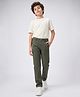 Pine Kids Cotton Elastane Woven Full Length Solid Color Trousers - Olive