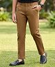 Pine Kids Cotton Elastane Woven Full Length Solid Color Trousers - Khaki