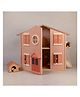Playbox Wooden Pop's Doll House with Furniture Play Toy Set Pretend Play Kids Baby & Toddler Toys - Light Brown