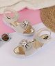 PASSION PETALS Stone Embellished Bow Applique Detailed Velcro Closure Sandals  - Gold