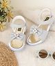 PASSION PETALS Stone Embellished Bow Applique Detailed Velcro Closure Sandals  - Silver