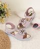 PASSION PETALS Stone Embellished Bow Applique Detailed Velcro Closure Sandals  - Purple
