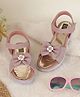 PASSION PETALS Stone Embellished Bow Applique Detailed Velcro Closure Sandals  - Pink