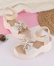 PASSION PETALS Teddy  Embellished Bow Applique Detailed Back Strap Closure  Sandals - Cream