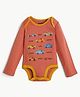 bontots Organic Cotton Knit Full Sleeves Cars Printed Onesie - Rust orange
