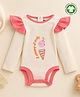 bontots Organic Cotton Knit Full Sleeves Ice Cream Printed & Frill Detailed Onesie - Cream