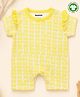 bontots Organic Cotton Knit Half Sleeves Abstract Printed Romper - Yellow