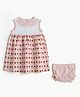 bontots Organic Cotton Knit Sleeveless Ice Creams Printed Dress with Bloomer - Pink