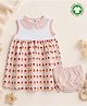bontots Organic Cotton Knit Sleeveless Ice Creams Printed Dress with Bloomer - Pink