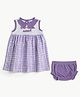 bontots Organic Cotton Knit Sleeveless Live Laugh Woof Text Printed Dress With Bloomer - Lavender