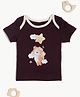 bontots Organic Cotton Knit Half Sleeves Bear & Star Printed Tee - Brown