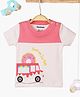 bontots Organic Cotton Knit Half Sleeves Donut Printed Tee - Pink