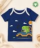 bontots Organic Cotton Knit Half sleeves Dinosaur Printed Tee - Blue