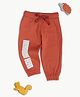 bontots Organic Cotton Knit Happy Kid Text Printed Joggers - Rust Orange