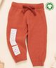 bontots Organic Cotton Knit Happy Kid Text Printed Joggers - Rust Orange